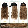 Lansigreen Hat Wig for Women Baseball Cap with Hair Extensions Adjustable Hat Attached 24" Long Wavy Hairpieces Synthetic Wig Light Brown Mix Ash Blonde