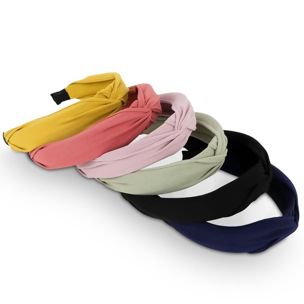 AMCAMI 6 PCS Knotted Hair Thick Headband Girls Headbands for Women Thick Hair Head Bands for Women’s Hair Cute Platic Elastic Wide Headbands for Women Non Slip Hair Accessories for Women and Girls