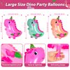 HJINGY 194 PCS Pink Dinosaur Party Decorations for Girls Dinosaur Birthday Party Supplies Include Dinosaur Balloons Backdrop Happy Birthday Banner Tablecloth Tableware Plates