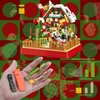 Christmas Themed Gingerbread House Building Block Set with Clear Display Box, LED, 654 Pieces Christmas Toy Set, Christmas Scene, Santa, Tree, Sled Dog, for Adult, Teen, Boy and Girl.
