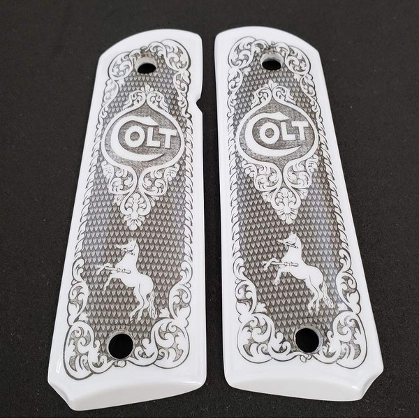 Tek_Tactical 1911 Grips Colt 1911 Full Size Grips Ivory Colt Checkered Grips W Ambi Cut