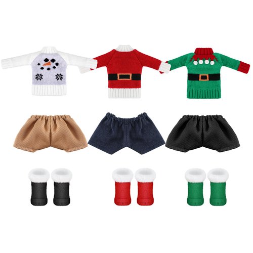 Bencailor 9 Pcs Christmas Elf Doll Clothes 11.5 Inch Elf Outfit Accessories Set Doll Clothing Include Knitted Santa Sweater Dolls Shoes Snow Boots Short Pants for Winter Doll(Bright Color)