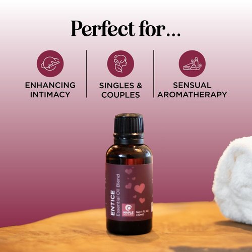 Entice Essential Oil Blend for Diffuser - Passionate Blend of Aromatherapy Oils for Couples with Lavender Palmarosa Clary Sage and Ylang-Ylang Essential Oil - Ignite The Romance Essential Oils Blend