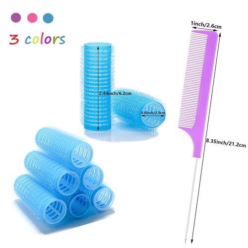 ZMD 36PCS Self Grip Small Hair Curlers, Heatless Roller with Comb Hair Roller for Blowout Salon Hairdressing Home Curlers DIY Hiar Styles for Women Medium Short Thin Hair (0.8Inch)