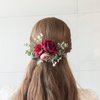 Abbie Home Flower Hair Comb - Floral Boho Comb with Rose Berry Handmade Bridal Crown Wedding Floral Headpiece (Burgundy)