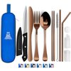 Taplord Portable Travel Silverware Set With Case - Includes 10 Pcs of Utensils, Stainless Steel Flatware For Camping, Easy to Travel, Lightweight (Rose Gold)