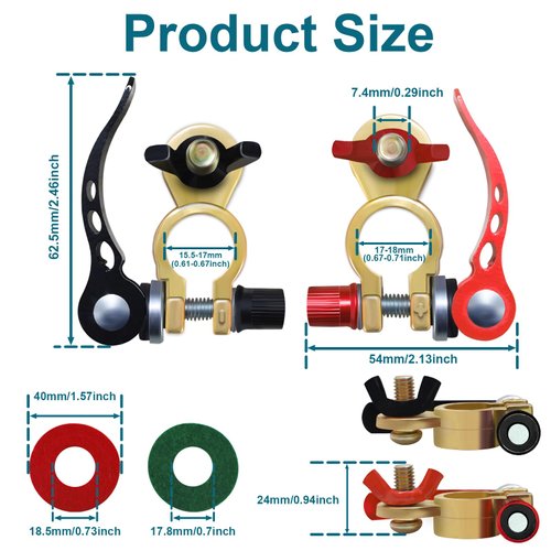 GEPHYNM 2 PCS Battery Terminals, Battery Terminal Connectors, Quick Release Battery Terminal, Car Battery Terminal