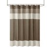 Madison Park Amherst Bathroom Shower Curtain Faux Silk Pieced Striped Modern Microfiber Bath Curtains, 72x72 Inches, Natural