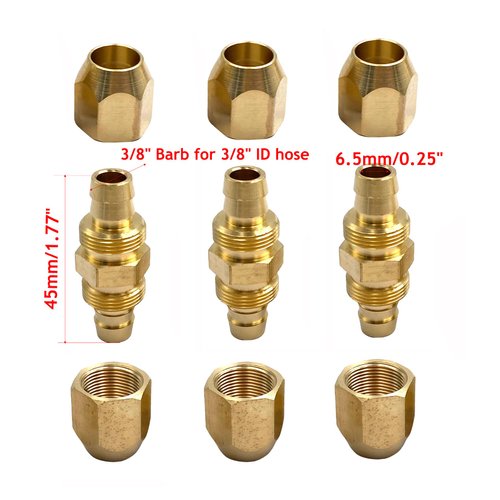 3Pcs 3/8 Air Hose Repair Kits,Brass 3/8 Air Hose Fittings Reusable Hose Splicers Repair Kit for 3/8-Inch ID Hose
