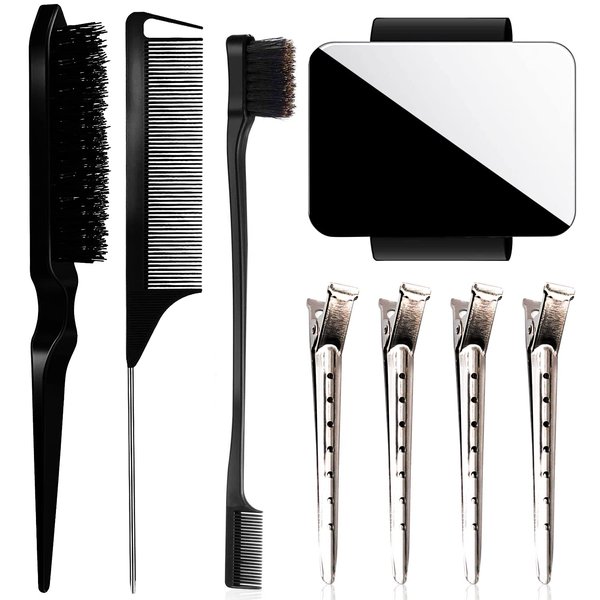 8 Pieces Sewing Pincushion Set - Wristband Cushion, Magnetic Pin Holder, Teasing Brush, Edge Brush, Styling Comb, Rat Tail Comb for Hair Stylists