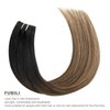 FUBILI Clip in Human Hair Extensions Balayage Natural Black to Chocolate Brown Mix Caramel Blonde Ombre Real Hair Clip on Extensions 20 Inch Natural Hair Extensions 30g 5Pcs