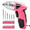 Hi-Spec 27pc 3.6V Pink USB Small Power Electric Screwdriver Set. Cordless & Rechargeable with Driver Bit Set