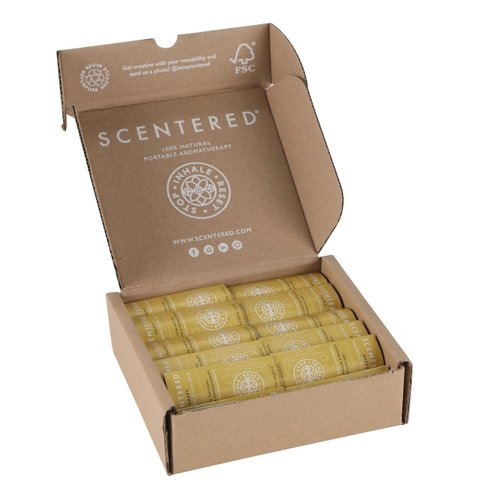 Scentered Party Favors for Wedding, Anniversary, Birthday - 30 x Mini Aromatherapy Balm Sticks - Happy: Uplifting Essential Oils Blend - Adult Party Favors for Women & Men