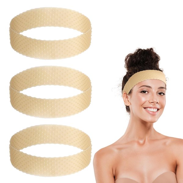 AHQiZFX 2 Pieces Wig Grip Band, Adjustable Wig Fix Headband Silicone Non Slip Wig Bands Elastic Wig Gripper Women Men Wig Bands Sweat-proof Hold Wig Cap Hairband for Keeping Wigs(beige)