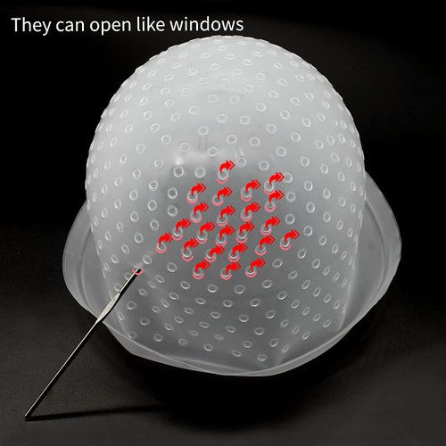 Half Arc Holes Highlighting Cap Reusable Highlight Cap Silicon Prehole Hair Highlighting Cap Thick Hair Cap for Highlights DIY Dyeing Color Highlight Cap with Hook