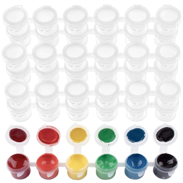 36 Empty Paint Pots with Lids, 5 ml/0.17 OZ Clear Empty Storage Paint Containers,Mini Painting Cup Arts Crafts Containers for Summer Camp Kids Classrooms Schools Paintings Art Festivals etc