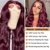 KinMos 99j Burgundy Lace Front Wigs Human Hair Wigs for Women Body Wave Glueless Lace Frontal Wigs Human Hair 180 Density 13x4 Lace Frontal Wig Pre Plucked with Baby Hair (22 inch, 99j)
