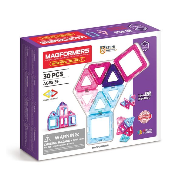 Magformers Inspire Set (30-pieces) Building Blocks, Educational Magnetic Tiles Kit , Magnetic Construction STEM Toy Set - 63097