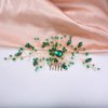 Wedding Hair Accessories, Beusoulover Romantic Green Bridal Hair Comb, Emerald Hair Vine Piece, Crystal Rhinestone Headpiece for Festival, Prom, Party, Brides, Bridesmaid, (green)