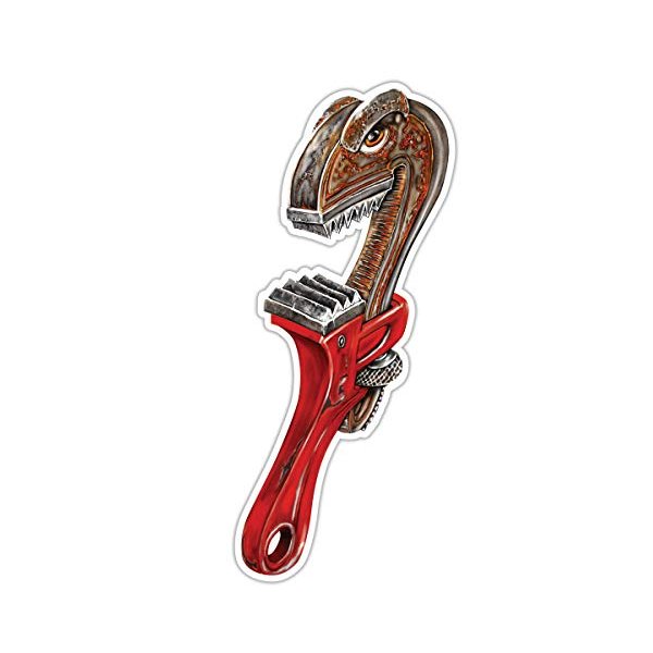 Wrench Plumber Mechanic - 12" Vinyl Sticker Waterproof Decal