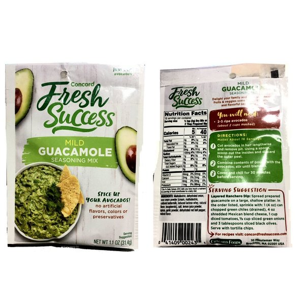 Concord Foods Mild Guacamole Seasoning Mix, 1.1 Ounce (Pack of 18)
