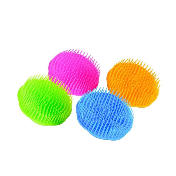 Niva Hair Scalp Massager Shampoo Brush - Flexible Scalp Exfoliator Dandruff Brush and Grass Shape Handle - Baby Shower Bath Brush Suitable for Women, Men & Pets | Pack 0f 4 (Blue-Green-Orange-Fuchsia)