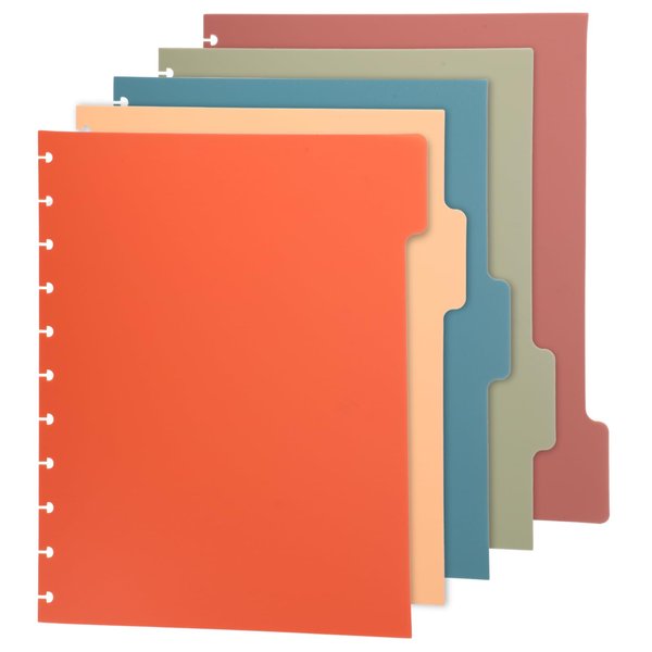 5pcs Discbound Notebook Dividers, 11.02x9.06 Inch Waterproof Multicolor Discbound Planner Inserts Reusable Plastic Binder Tabs for Planner Organizatio