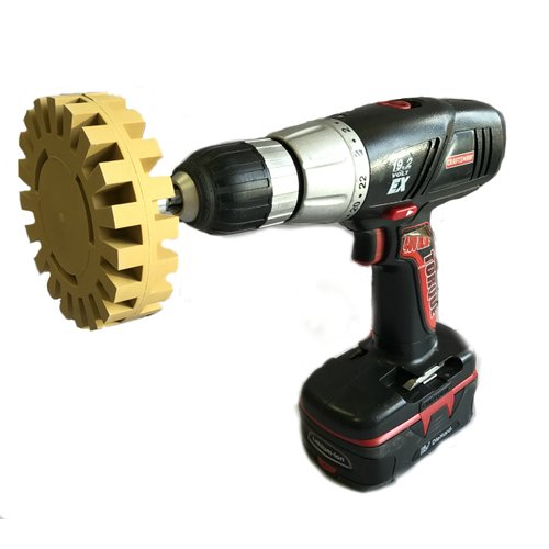 DocaDisc Decal Removal Eraser Wheel Tool Kit - 4 inch Rubber Power Drill Attachment for Removing Pinstripes, Stickers, & Adhesive Vinyl Decals from Cars, Rvs, Boats and More