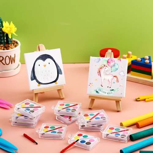 Watercolor Paint Sets Mini Paint Sets Mini Watercolor Kids Paint Set Multicolor Mini Paint Set with Painting Brush for Schools Party Favor Prize for Kids (48 Pcs)