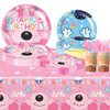 81Pcs Pink Dog Party Tableware Set Pink Dog Party Decoration Blue Pink Birthday Party Supplies