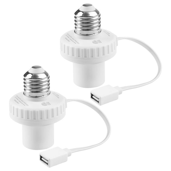 UYODM 2 Pack Lamp Socket Power Adapter for Wyze Cam v3/v4/v3 Pro/OG,Wyze Cam Pan v3, E26 Socket USB Adapter 5V 2A for Security Camera,LED Strips and Easy to Install