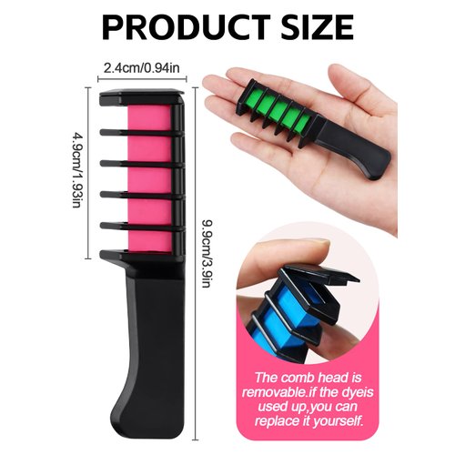 Kalolary 10 Color Temporary Hair Color Chalk Comb Set, Washable Hair Chalk for Girls Kids Gifts on Valentine's Day Cosplay for Age 4 5 6 7 8 9 10+