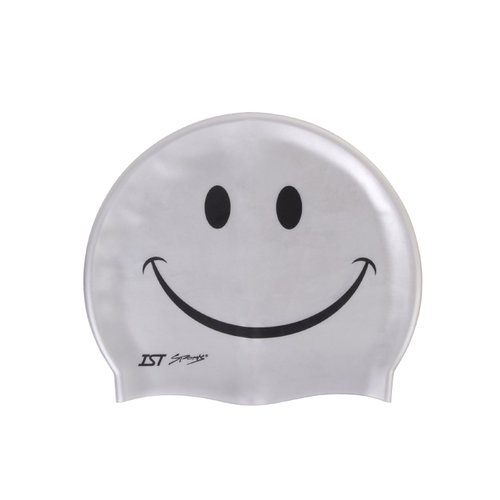 IST Silicone Smiley Face Swimming Cap (Gray)
