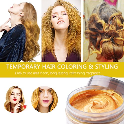 CHELIZIHI Hair Color Wax, Instant Gold Hair Wax 4.23 oz, Unisex Natural Hairstyle Pomade Cream, Temporary Hair Color for for Party, Cosplay, Halloween