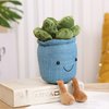 FAVOSTA Cute Succulents Plush Toy, 9.8'' Potted Plant Stuffed Plush, Soft Fluffy Succulents Throw Pillow, Plush Toy for Kids Girls (Blue - succulent, 25cm/9.8inch)