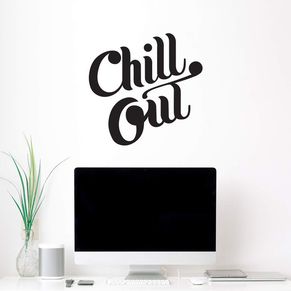 Aurabeam Vinyl Wall Art Decal - Chill Out - 22" x 22" - Chic Modern Home Bedroom Office Living Room Quote - Trendy Urban Workplace Apartment Indoor Outdoor Work Cursive Decoration (22" x 22"; Black)