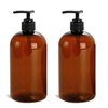 Grand Parfums EMPTY 16 Oz BLACK Plastic Soap Dispenser Bottles with White Lotion Pumps, for Gel, Soap, Shampoo, Body Lotion, Cream, Refillable (3 Bottles)