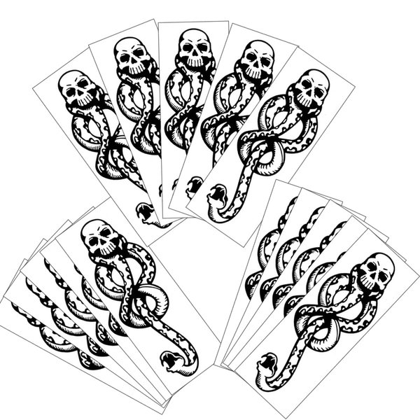 Fake Skull Snake Temporary Tattoos Sticker for Halloween Costume Accessories and Parties,15-Sheet