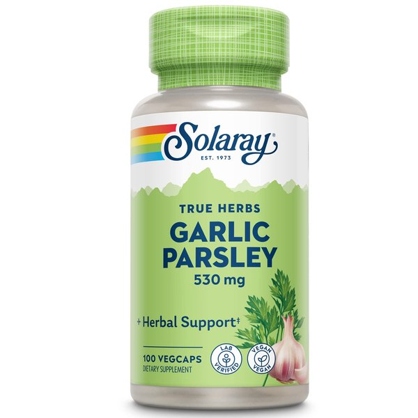 SOLARAY Garlic Bulb & Parsley Leaf 530mg | Healthy Cardiovascular and Immune System Function Support | Non-GMO, Vegan & Lab Verified | 100 VegCaps