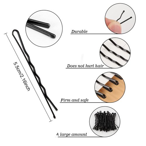 Generic 200 PCS Bobby Pins Black Hair Pins Metal Hair Clips Hair Accessories Decorations with Clear Storage Box for Women and Girls by JCYL (Black, 2.16 inch)