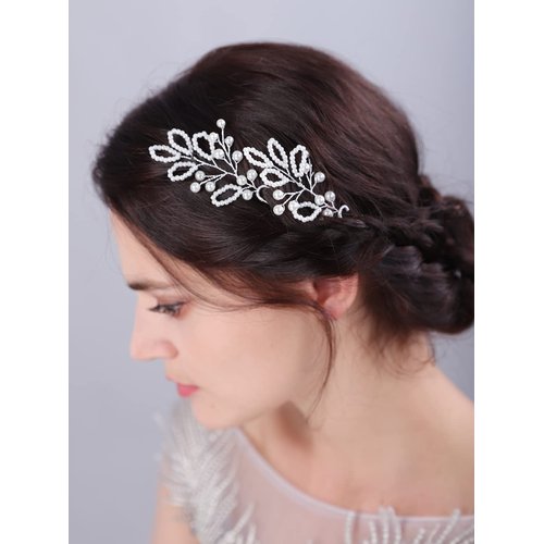 Teyglen 2pcs Wedding Pearl Hair Pins Bridal Pearl Hair Pins Clips Elegant White Pearl Hairpins Wedding Hair Accessories for Bride Bridesmaid Women Girls