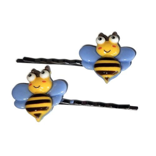 BEE Insect - Handmade Bobby Pin Hair Clips Girl Clothing Accessory - Set of 2