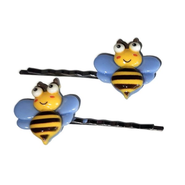 BEE Insect - Handmade Bobby Pin Hair Clips Girl Clothing Accessory - Set of 2