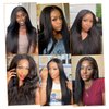 Domiso 22 Inch Wear and Go Glueless Wig Kinky Straight Lace Pre Cut 6x4.6 HD Lace Front Wigs Human Hair for Women Glueless Wig with Elastic Band Natural Hairline 200% Density Yaki Hair Natural Black