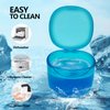 EZEELAI Denture Bath Case Denture Soaking Container with Lid Leak Proof, False Teeth Holder Mouthguard Storage Box Retainer Soaking Case - Transparent Blue