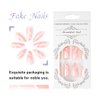 EVAZEN Press on Nails Almond Glossy Fake Nails Pink French False Nails PoP Style Ballerina Nails Blue Swirl Artificial Daily Nail For Women And Girls(Pack of 24) (SET-E)