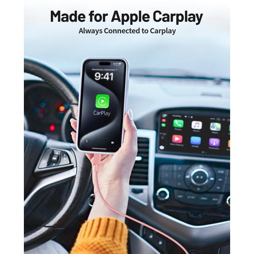 3Pack Car Carplay Cable for iPhone 16 15 Pro Max 15 Plus Car Charger Cord,3FT[Apple MFi] USB A to USB C Cable Carplay Adapter Cord Fast Charging for iPhone 15 16 Plus,iPad Pro13/11,iPad Air 5/4-Pink