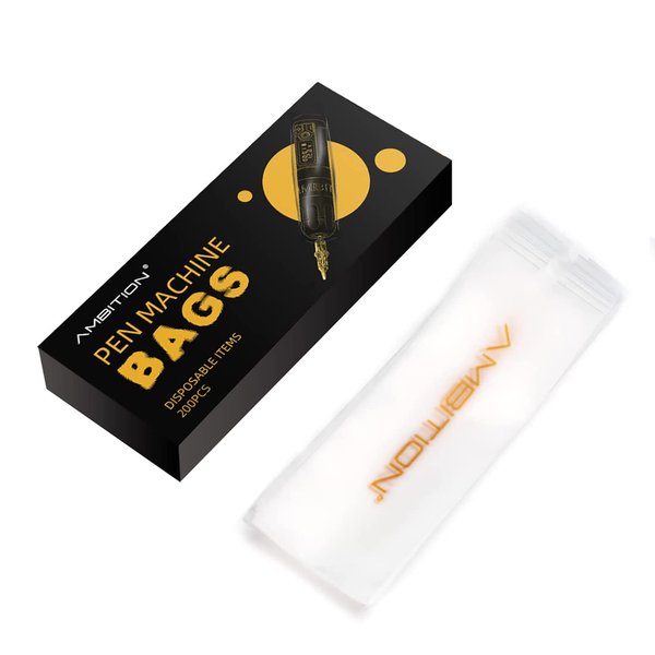 Ambition 200pcs Tattoo Machine Bags - Disposable Cartridge Tattoo Pen Covers Rotary Tattoo Machine Sleeves Protective Bags