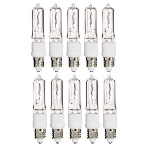 Pack of 10 – 100 Watt JDE11 Halogen candelabra bulb–100W T4 120V Light Bulbs-Clear Finish- E11 Mini-Candelabra Base T4 Bulb–Dimmable-Warm White Color– Q100CL/MC, for Chandeliers, Pendants, Table Lamps