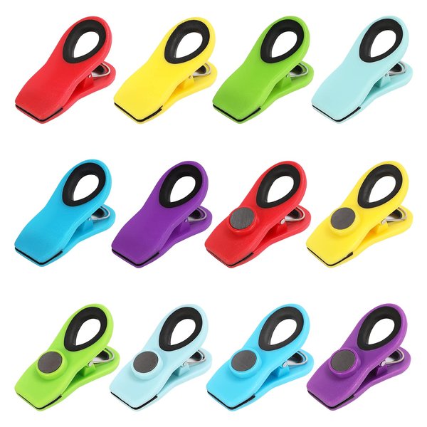 12 Pack Chip Clips, Bag Clips, Magnetic Clips, Chip Clips Bag Clips Food Clips, Bag Clips for Food, Clips for Food Packages, Chip Bag Clip, Food Clips, Magnet Clips, Bread Clips, Clips for Fridge